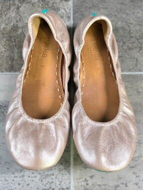 TIEKS BY GAVRIELI ROSÉ ITALIAN LEATHER BALLET FLATS.